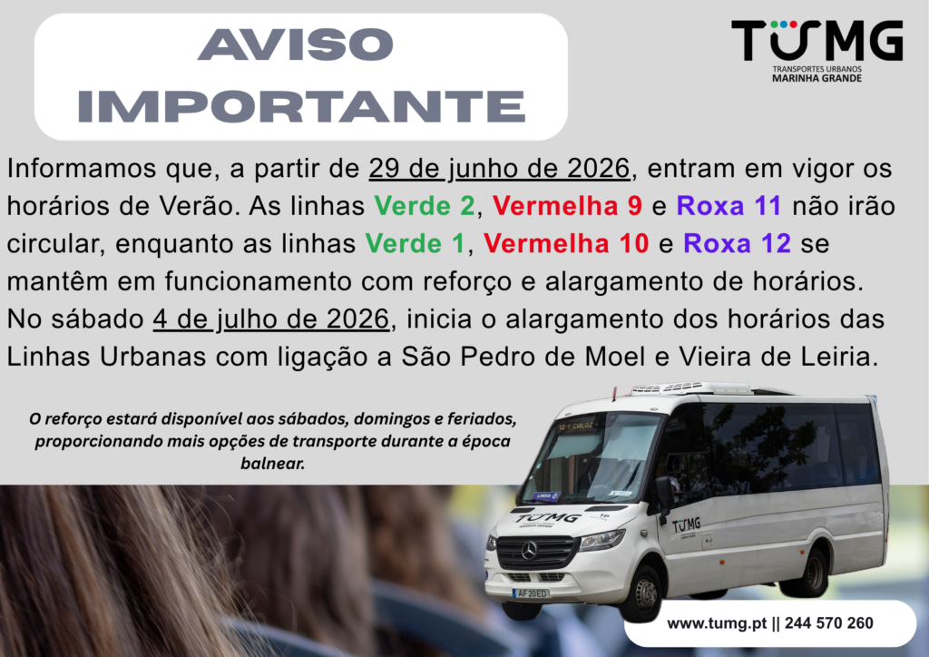 AVISO - HORÁRIOS DE VERÃO